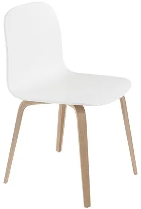 Muuto Visu ruokapöydän tuoli puujalustalla Valkoinen/Tammi
