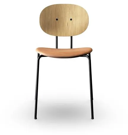 Sibast Furniture Piet Hein ruokapöydän tuoli musta tammesta ja konjakinvärisestä nahasta